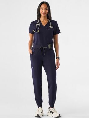 Figs Zamora Large Navy Women's Jogger Sweatpants with Drawstring